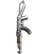 серебряный мужской кулон в виде ак-47