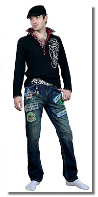 джинсы мужские с шевронами